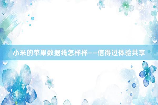 小米的苹果数据线怎样样——信得过体验共享