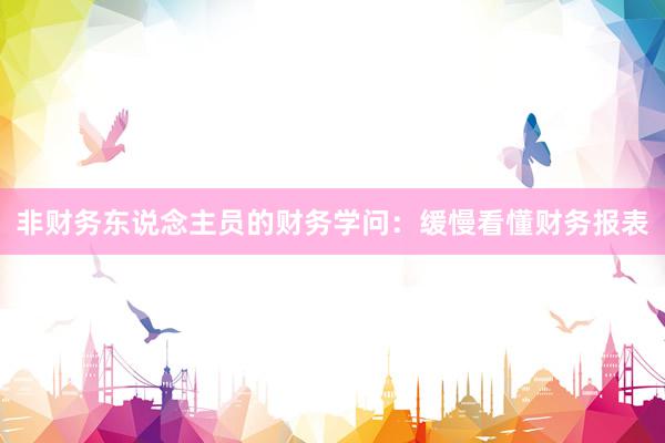 非财务东说念主员的财务学问：缓慢看懂财务报表